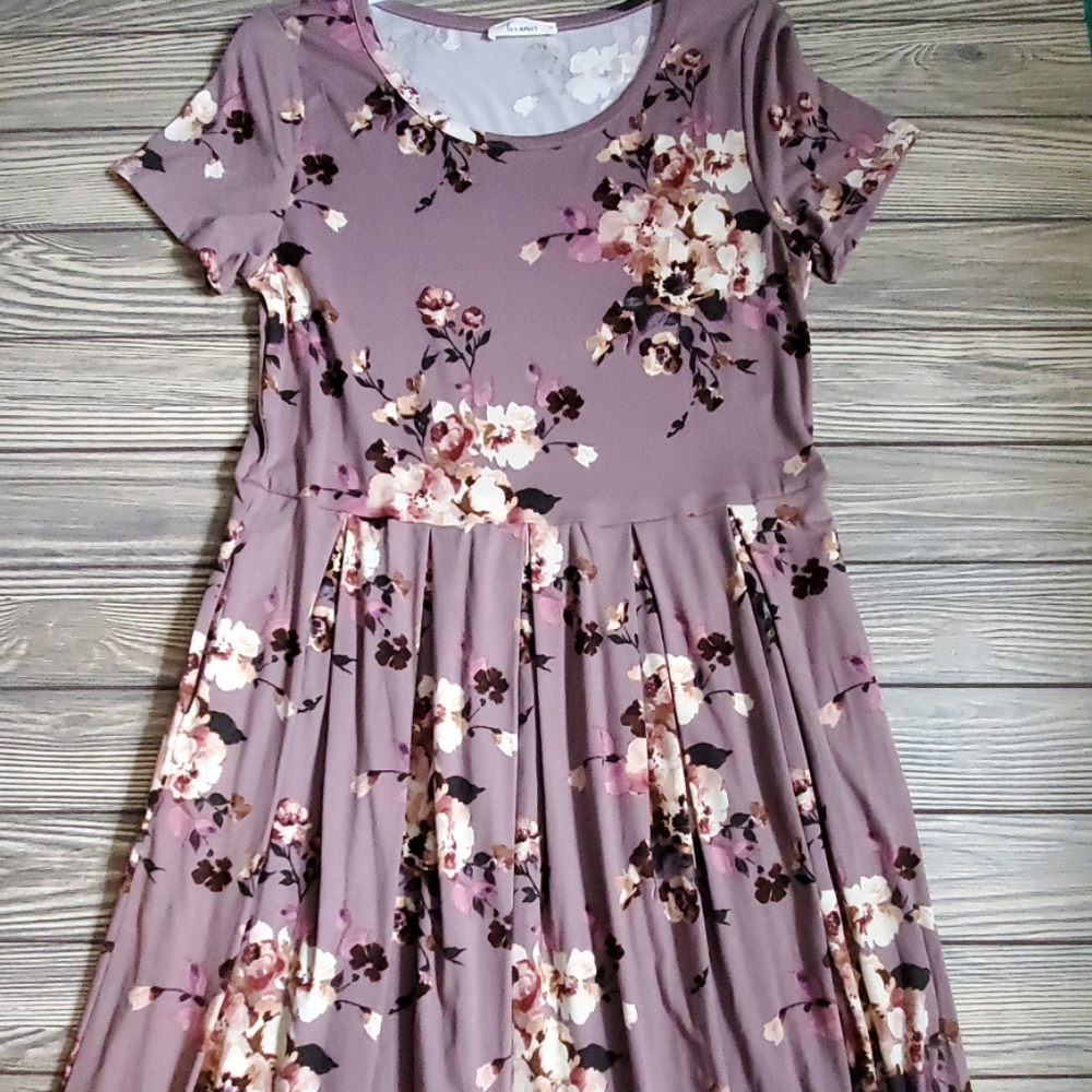 ๐ Mauve Floral Dress S M L - Picture 4 of 6